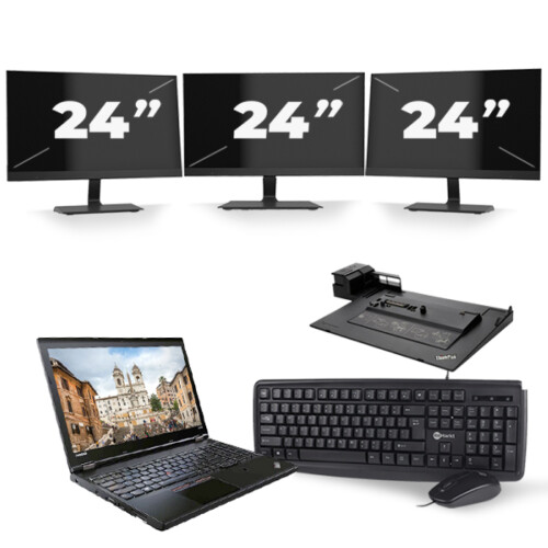 Refurbished Lenovo ThinkPad L560 - Intel Core i5-6e Generatie - 15 inch - 8GB RAM - 256GB SSD - Windows 11 + 3x 24 inch Monitor Tweedehands