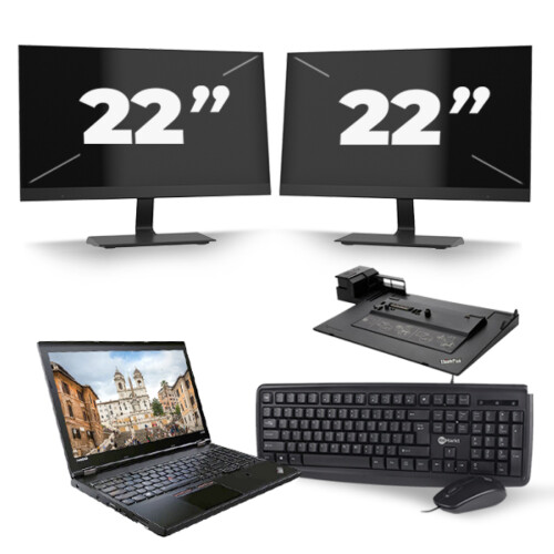 Refurbished Lenovo ThinkPad L560 - Intel Core i5-6e Generatie - 15 inch - 8GB RAM - 256GB SSD - Windows 11 + 2x 22 inch Monitor Tweedehands