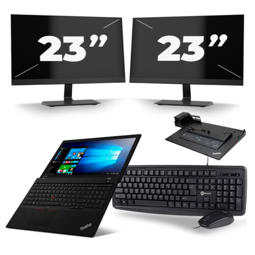 Refurbished Lenovo Thinkpad L590 - Intel Core i5-8e Generatie - 15 inch - 16GB RAM - 256GB SSD - Windows 11 + 2x 23 inch Monitor Tweedehands