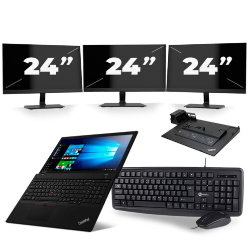 Refurbished Lenovo Thinkpad L590 - Intel Core i5-8e Generatie - 15 inch - 16GB RAM - 256GB SSD - Windows 11 + 3x 24 inch Monitor Tweedehands