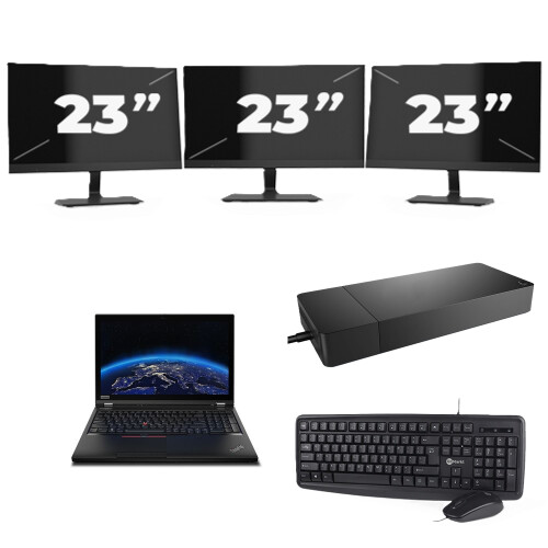 Refurbished Lenovo ThinkPad P53 - Intel Core i7-9e Generatie - 15 inch - 8GB RAM - 256GB SSD - Windows 11 Home + 3x 23 inch Monitor Tweedehands