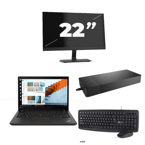 Refurbished Lenovo ThinkPad T14 Gen 2 - Intel Core i5-11e Generatie - 14 inch - 16GB RAM - 256GB SSD - Windows 11 Home + 1x 22 inch Monitor Tweedehands