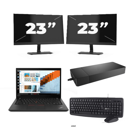 Refurbished Lenovo ThinkPad T14 Gen 2 - Intel Core i5-11e Generatie - 14 inch - 16GB RAM - 256GB SSD - Windows 11 Home + 2x 23 inch Monitor Tweedehands