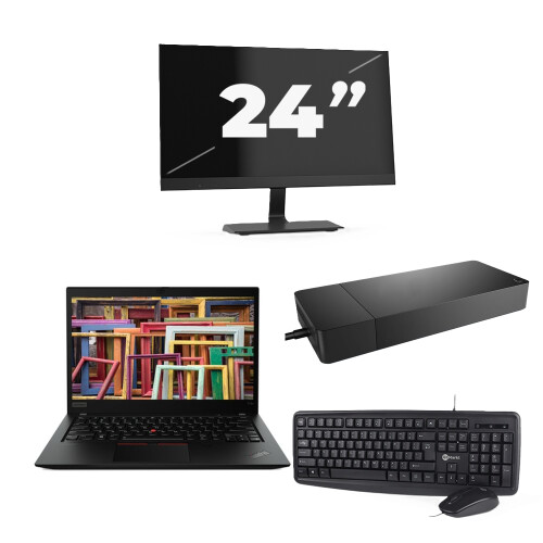 Refurbished Lenovo ThinkPad T14s Gen 1 - Intel Core i7-10e Generatie - 14 inch - 16GB RAM - 256GB SSD - Windows 11 Home + 1x 24 inch Monitor Tweedehands