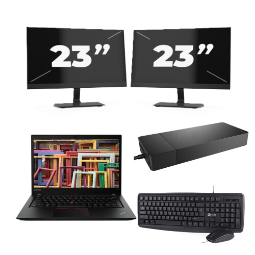 Refurbished Lenovo ThinkPad T14s Gen 1 - Intel Core i7-10e Generatie - 14 inch - 16GB RAM - 256GB SSD - Windows 11 Home + 2x 23 inch Monitor Tweedehands