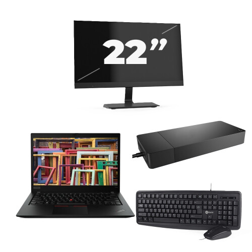 Refurbished Lenovo ThinkPad T14s Gen 1 - Intel Core i7-10e Generatie - 14 inch - 16GB RAM - 256GB SSD - Windows 11 Home + 1x 22 inch Monitor Tweedehands