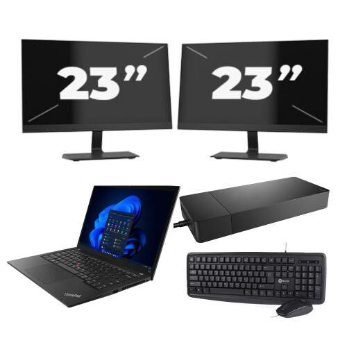 Refurbished Lenovo ThinkPad T14s - Intel Core i7-10e Generatie - 14 inch - 16GB RAM - 256GB SSD - Windows 11 Home + 2x 23 inch Monitor Tweedehands
