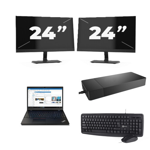 Refurbished Lenovo Thinkpad T15p - Intel Core i7-10e Generatie - 15 inch - 8GB RAM - 256GB SSD - Windows 11 Home + 2x 24 inch Monitor Tweedehands