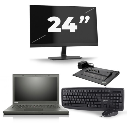 Refurbished Lenovo ThinkPad T440 - Intel Core i5-4e Generatie - 14 inch - 8GB RAM - 240GB SSD - Windows 11 + 1x 24 inch Monitor Tweedehands