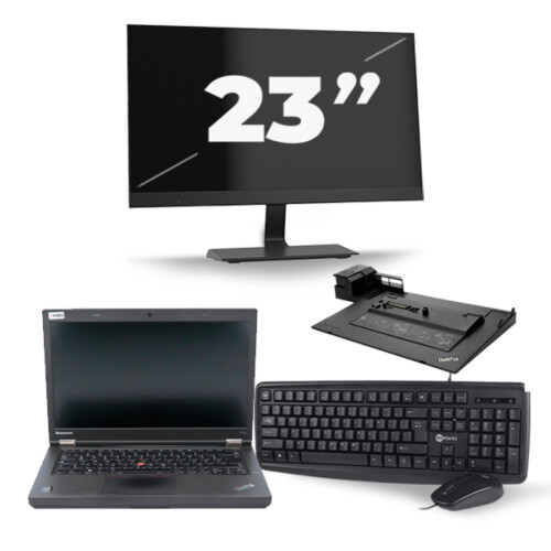 Refurbished Lenovo ThinkPad T440p - Intel Core i5-4e Generatie - 14 inch - 8GB RAM - 256GB SSD - Windows 11 + 1x 23 inch Monitor Tweedehands