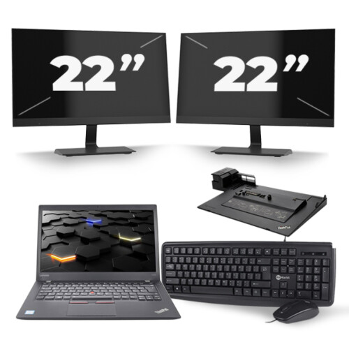 Refurbished Lenovo ThinkPad T460s - Intel Core i5-6e Generatie - 14 inch - 8GB RAM - 256GB SSD - Windows 11 + 2x 22 inch Monitor Tweedehands