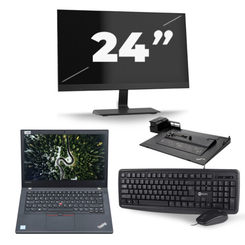 Refurbished Lenovo ThinkPad T470 - Intel Core i7-6e Generatie - 14 inch - 16GB RAM - 256GB SSD - Windows 11 + 1x 24 inch Monitor Tweedehands