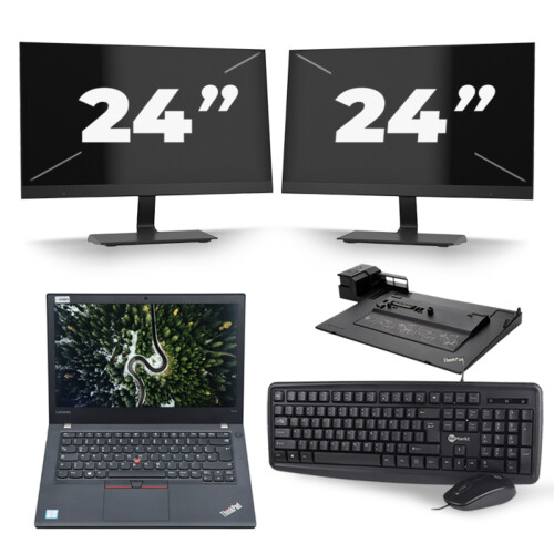 Refurbished Lenovo ThinkPad T470 - Intel Core i7-6e Generatie - 14 inch - 16GB RAM - 256GB SSD - Windows 11 + 2x 24 inch Monitor Tweedehands