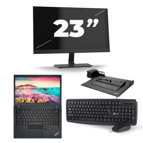 Refurbished Lenovo ThinkPad T470s - Intel Core i5-6e Generatie - 14 inch - 8GB RAM - 256GB SSD - Windows 11 + 1x 23 inch Monitor Tweedehands