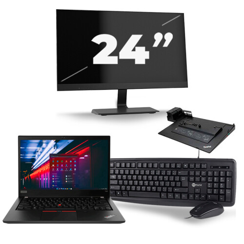 Refurbished Lenovo ThinkPad T490 - Intel Core i5-8e Generatie - 14 inch - 16GB RAM - 256GB SSD - Windows 11 + 1x 24 inch Monitor Tweedehands