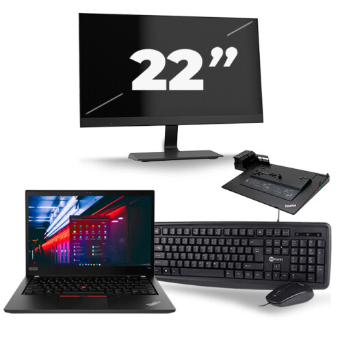 Refurbished Lenovo ThinkPad T490 - Intel Core i5-8e Generatie - 14 inch - 16GB RAM - 256GB SSD - Windows 11 Home + 1x 22 inch Monitor Tweedehands