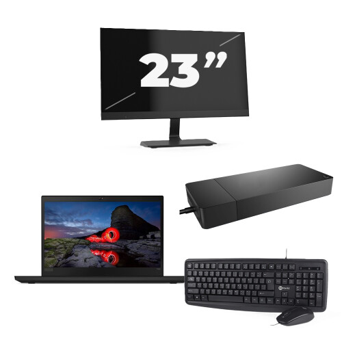 Refurbished Lenovo ThinkPad T495 - AMD Ryzen 3 PRO 3300U - 14 inch - 16GB RAM - 256GB SSD - Windows 11 Home + 1x 23 inch Monitor Tweedehands