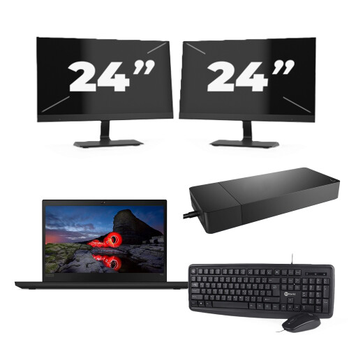 Refurbished Lenovo ThinkPad T495 - AMD Ryzen 5 PRO 3500U - 14 inch - 16GB RAM - 256GB SSD - Windows 11 Home + 2x 24 inch Monitor Tweedehands