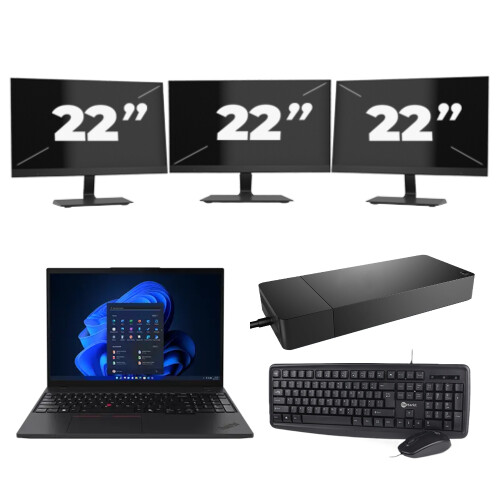 Refurbished Lenovo ThinkPad T495 - AMD Ryzen 5 PRO 3500U - 14 inch - 16GB RAM - 256GB SSD - Windows 11 Home + 3x 22 inch Monitor Tweedehands