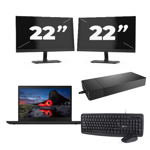 Refurbished Lenovo ThinkPad T495 - AMD Ryzen 5 PRO 3500U - 14 inch - 16GB RAM - 256GB SSD - Windows 11 Home + 2x 22 inch Monitor Tweedehands