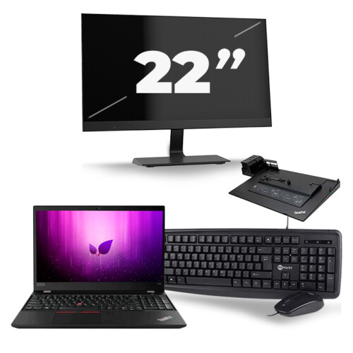 Refurbished Lenovo ThinkPad T590 - Intel Core i5-8e Generatie - 15 inch - 16GB RAM - 256GB SSD - Windows 11 + 1x 22 inch Monitor Tweedehands