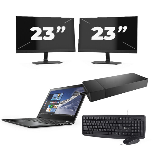 Refurbished Lenovo ThinkPad X1 Carbon Gen 4 - Intel Core i7-6e Generatie - 14 inch - 8GB RAM - 256GB SSD - Windows 11 + 2x 23 inch Monitor Tweedehands