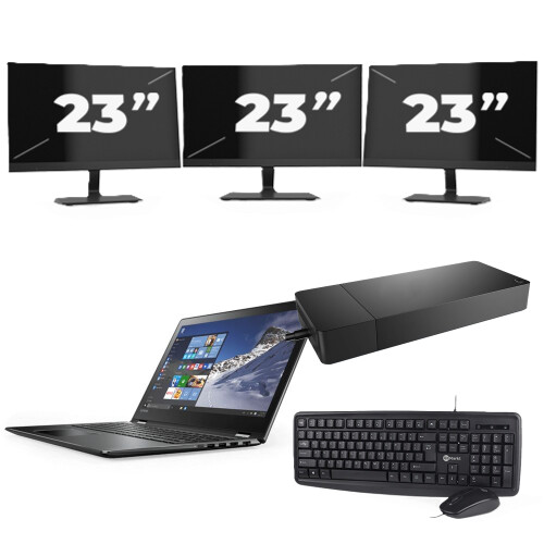 Refurbished Lenovo ThinkPad X1 Yoga Gen 4 - Intel Core i5-8e Generatie - 14 inch - 16GB RAM - 256GB SSD - Windows 11 Home + 3x 23 inch Monitor Tweedehands