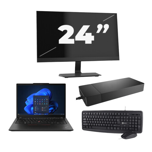 Refurbished Lenovo ThinkPad X13 - AMD Ryzen 3 PRO 4450U - 13 inch - 8GB RAM - 256GB SSD - Windows 11 Home + 1x 24 inch Monitor Tweedehands