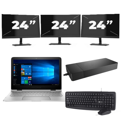 Refurbished Lenovo Thinkpad x13 G2 - Intel Core i5-11e Generatie - 13 inch - 16GB RAM - 256GB SSD - Windows 11 Home + 3x 24 inch Monitor Tweedehands