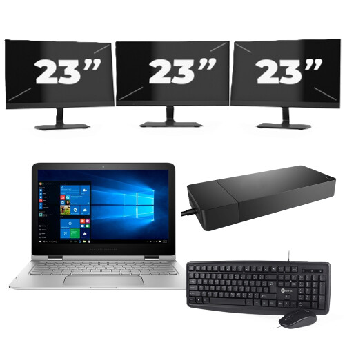 Refurbished Lenovo Thinkpad x13 G2 - Intel Core i5-11e Generatie - 13 inch - 8GB RAM - 256GB SSD - Windows 11 Home + 3x 23 inch Monitor Tweedehands