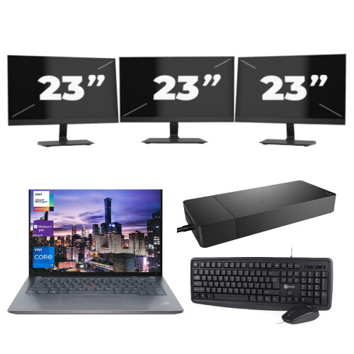 Refurbished Lenovo ThinkPad X13 Gen 2 - Intel Core i5-11e Generatie - 13 inch - 8GB RAM - 256GB SSD - Windows 11 Home + 3x 23 inch Monitor Tweedehands