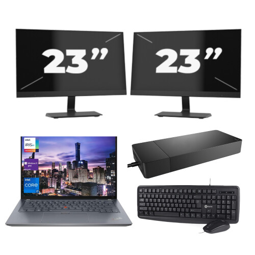 Refurbished Lenovo Thinkpad X13 Gen 2 - Intel Core i5-11e Generatie - 13 inch - 16GB RAM - 256GB SSD - Windows 11 + 2x 23 inch Monitor Tweedehands