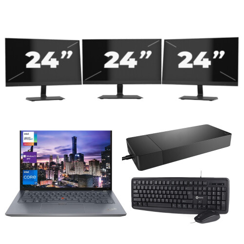 Refurbished Lenovo Thinkpad X13 Gen 2 - Intel Core i5-11e Generatie - 13 inch - 16GB RAM - 256GB SSD - Windows 11 + 3x 24 inch Monitor Tweedehands