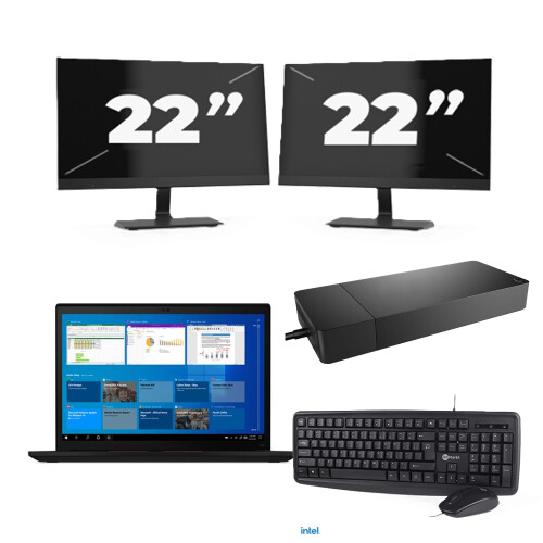 Refurbished Lenovo ThinkPad X13 Gen 2 - Intel Core i5-11e Generatie - 13 inch - 8GB RAM - 256GB SSD - Windows 11 Home + 2x 22 inch Monitor Tweedehands