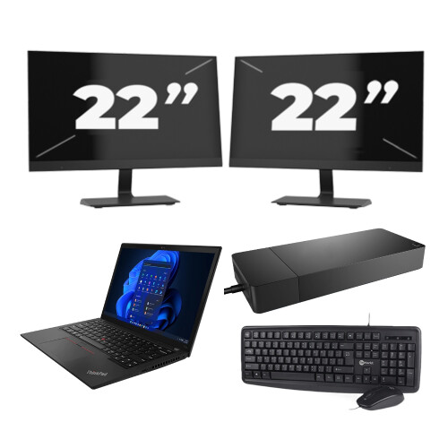 Refurbished Lenovo ThinkPad X13 Gen 3 - Intel Core i5-12e Generatie - 13 inch - 16GB RAM - 256GB SSD - GPU - Windows 11 Home + 2x 22 inch Monitor Tweedehands