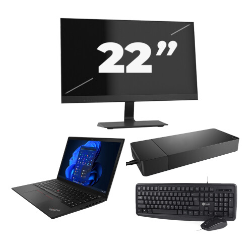 Refurbished Lenovo ThinkPad X13 Gen 3 - Intel Core i5-12e Generatie - 13 inch - 16GB RAM - 256GB SSD - GPU - Windows 11 Home + 1x 22 inch Monitor Tweedehands