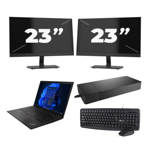 Refurbished Lenovo ThinkPad X13 Gen 3 - Intel Core i5-12e Generatie - 13 inch - 16GB RAM - 256GB SSD - GPU - Windows 11 Home + 2x 23 inch Monitor Tweedehands