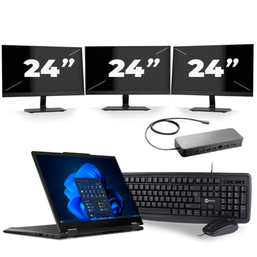Refurbished Lenovo ThinkPad X13 - Intel Core i7-10e Generatie - 13 inch - 16GB RAM - 256GB SSD - Windows 11 Home + 3x 24 inch Monitor Tweedehands