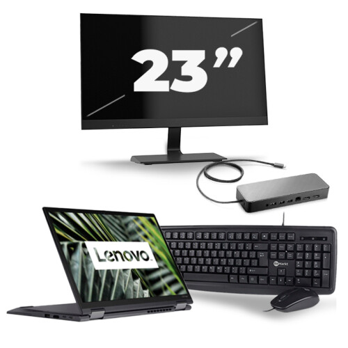 Refurbished Lenovo ThinkPad X13 Yoga G1 - Intel Core i7-10e Generatie - 13 inch - 16GB RAM - 256GB SSD - Windows 11 Home + 1x 23 inch Monitor Tweedehands