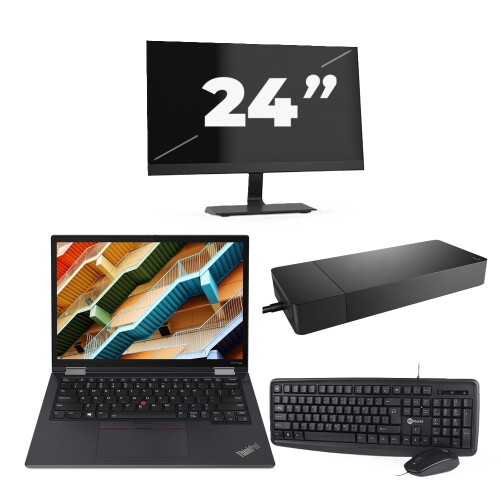 Refurbished Lenovo ThinkPad X13 Yoga Gen 2 - Intel Core i5-11e Generatie - 13 inch - 16GB RAM - 256GB SSD - Windows 11 Home + 1x 24 inch Monitor Tweedehands