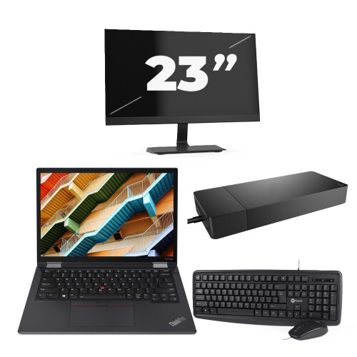 Refurbished Lenovo ThinkPad X13 Yoga Gen 2 - Intel Core i5-11e Generatie - 13 inch - 16GB RAM - 256GB SSD - Windows 11 Home + 1x 23 inch Monitor Tweedehands