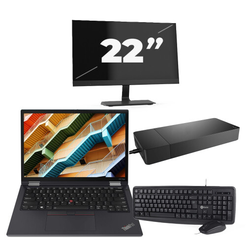 Refurbished Lenovo ThinkPad X13 Yoga - Intel Core i5-10e Generatie - 13 inch - 16GB RAM - 256GB SSD - Windows 11 Home + 1x 22 inch Monitor Tweedehands