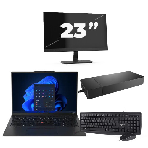 Refurbished Lenovo ThinkPad X1C - Intel Core i5-6e Generatie - 14 inch - 8GB RAM - 256GB SSD - Windows 11 Home + 1x 23 inch Monitor Tweedehands