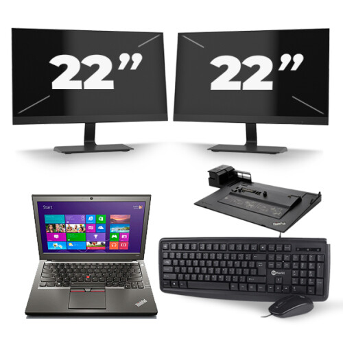 Refurbished Lenovo ThinkPad X250 - Intel Core i7-5e Generatie - 12 inch - 8GB RAM - 240GB SSD - Windows 11 + 2x 22 inch Monitor Tweedehands