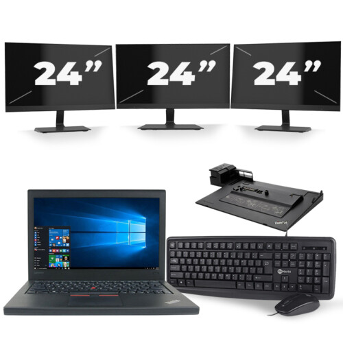 Refurbished Lenovo ThinkPad X260 - Intel Core i7-6e Generatie - 12 inch - 16GB RAM - 256GB SSD - Windows 11 + 3x 24 inch Monitor Tweedehands