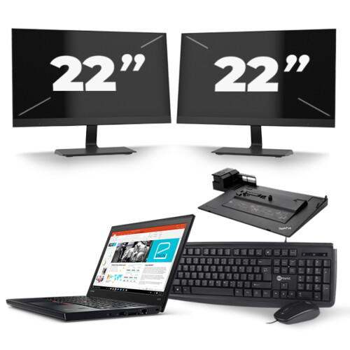 Refurbished Lenovo ThinkPad X270 - Intel Core i5-7e Generatie - 12 inch - 8GB RAM - 256GB SSD - Windows 11 + 2x 22 inch Monitor Tweedehands