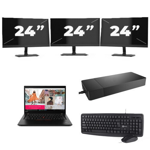 Refurbished Lenovo ThinkPad X390 - Intel Core i5-8e Generatie - 13 inch - 8GB RAM - 256GB SSD - Windows 11 + 3x 24 inch Monitor Tweedehands