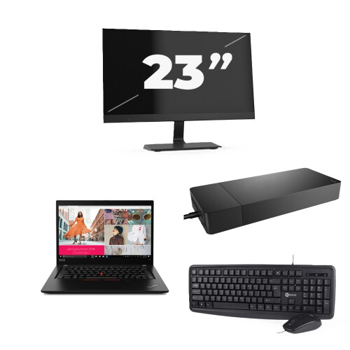 Refurbished Lenovo ThinkPad X390 - Intel Core i5-8e Generatie - 13 inch - 8GB RAM - 256GB SSD - Windows 11 + 1x 23 inch Monitor Tweedehands