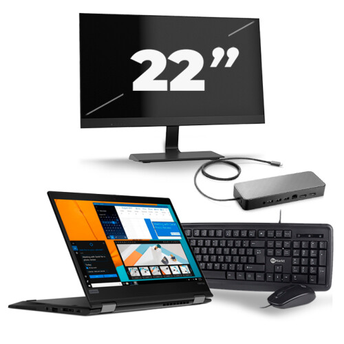 Refurbished Lenovo ThinkPad X390 - Intel Core i5-8e Generatie - 13 inch - 8GB RAM - 256GB SSD - Windows 11 + 1x 22 inch Monitor Tweedehands