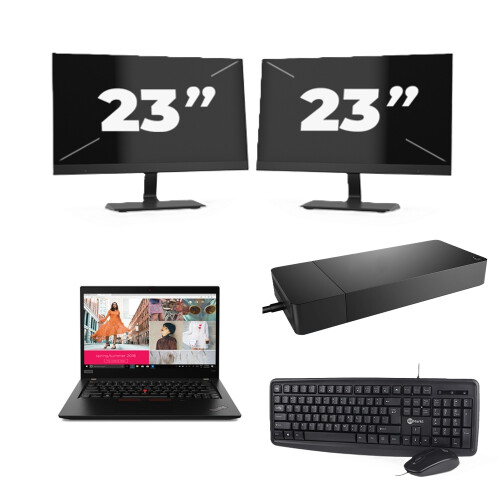 Refurbished Lenovo ThinkPad X390 - Intel Core i5-8e Generatie - 13 inch - 8GB RAM - 256GB SSD - Windows 11 + 2x 23 inch Monitor Tweedehands